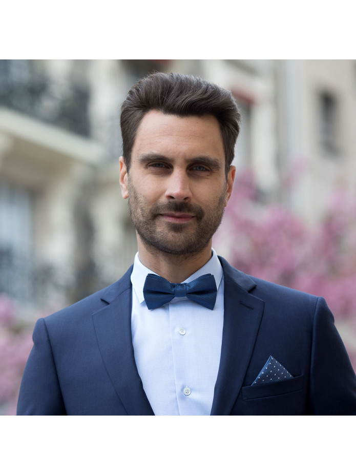 Fliege mit Stahlblauen Faux-uni Muster aus Seide