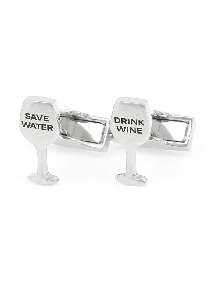 Manschettenknöpfe Drink Wine Save Water