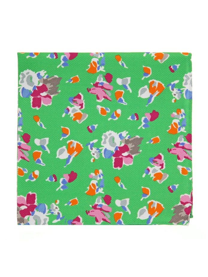 Grünes Einstecktuch mit Blumenmuster