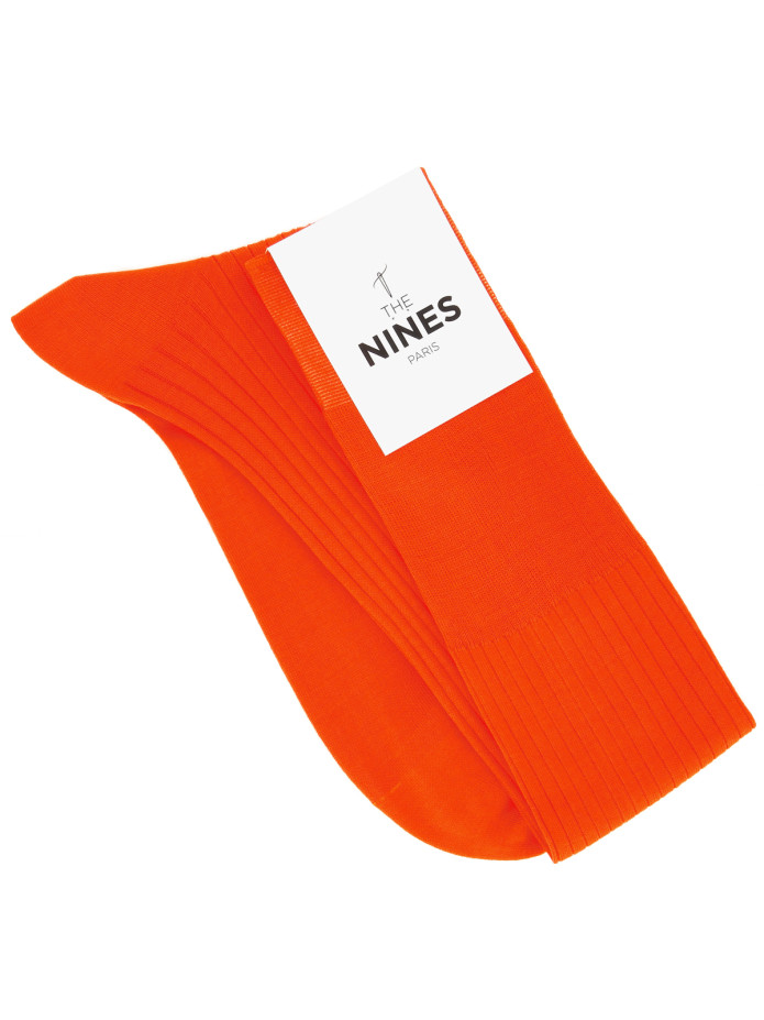 Orangefarbene Vitaminfarbe Kniestrümpfe aus Fil d'Écosse