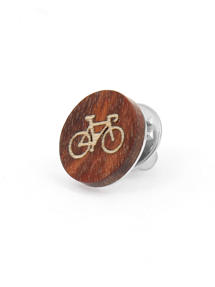 Anstecknadel mit Rennrad aus Holz