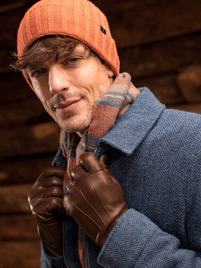 Braune Handschuhe aus Lammleder mit Kaschmirfutter