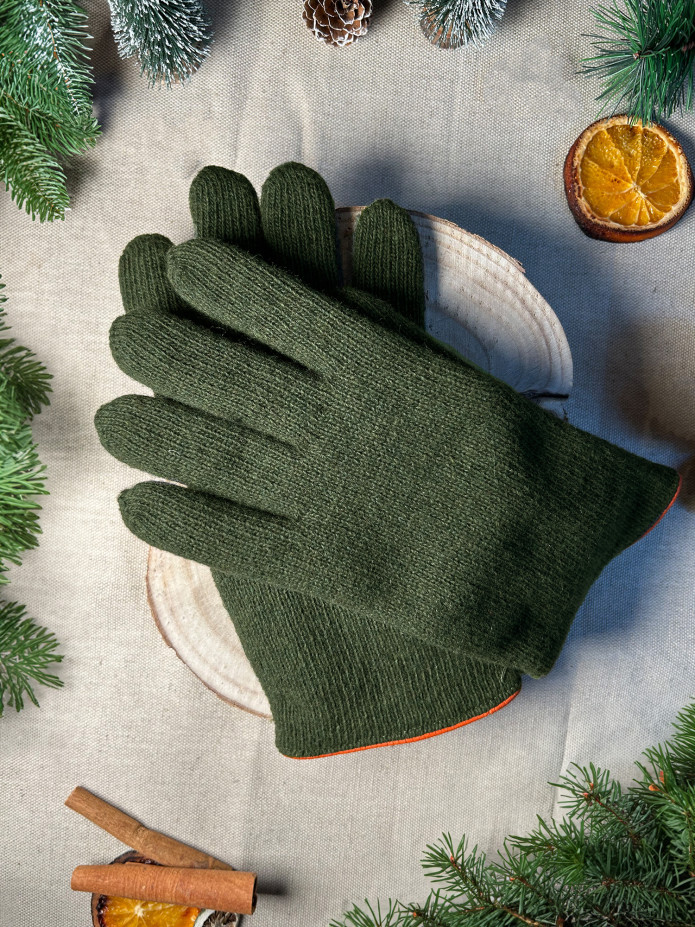 Gant Laine Cachemire Vert Kaki