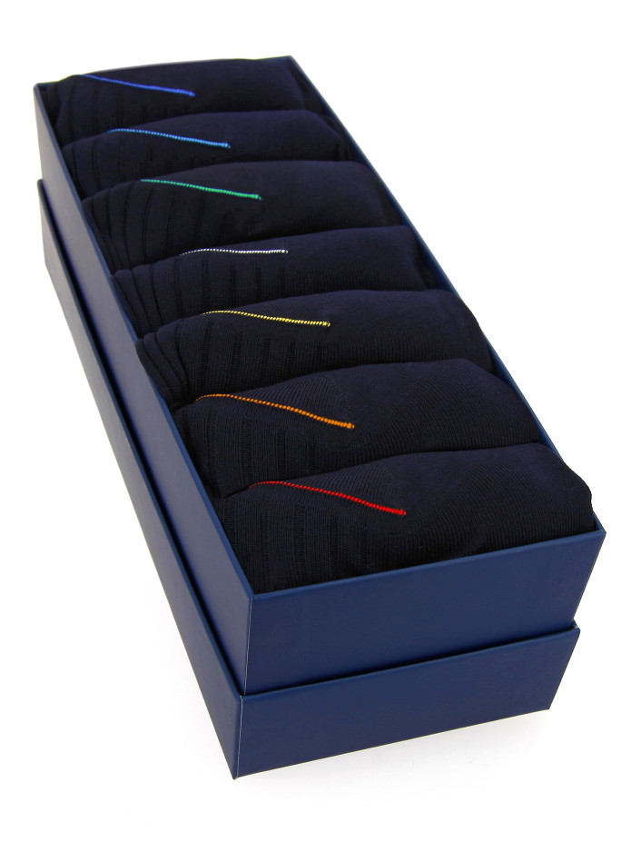 Wochensocken aus Fil d'Écosse in Marineblau - 7 Tage