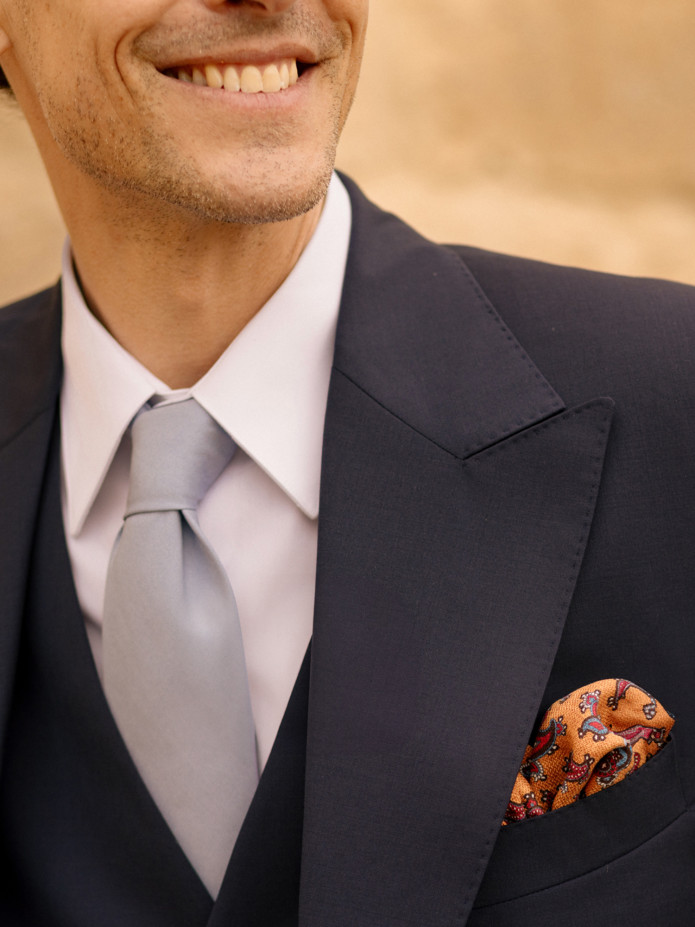 Einstecktuch aus Seide in Gelb mit Paisley-Muster