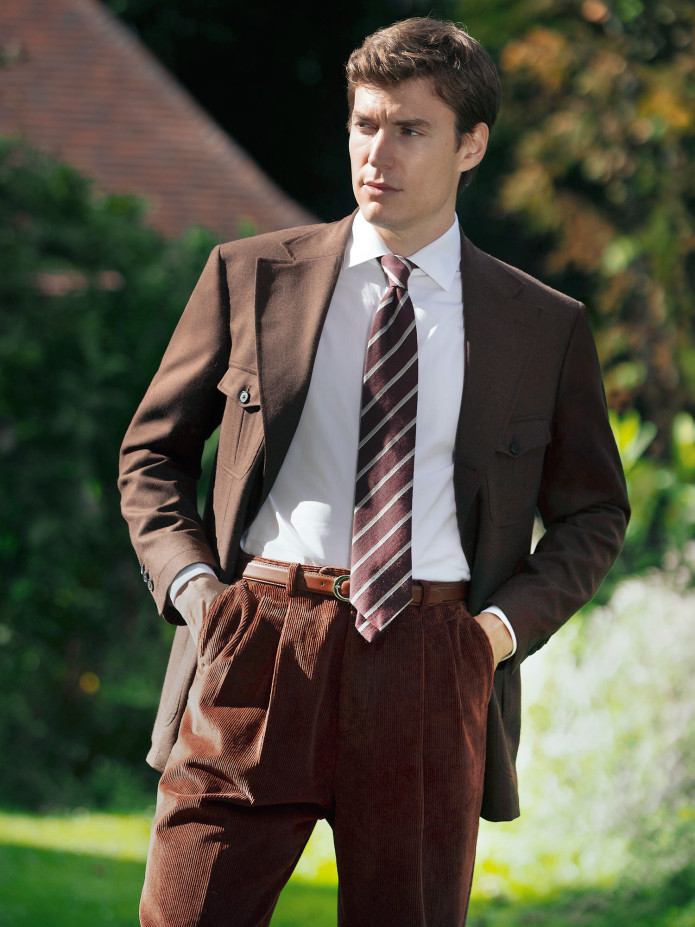 Hose mit hoher Taille aus Cord in Cognac - Faro