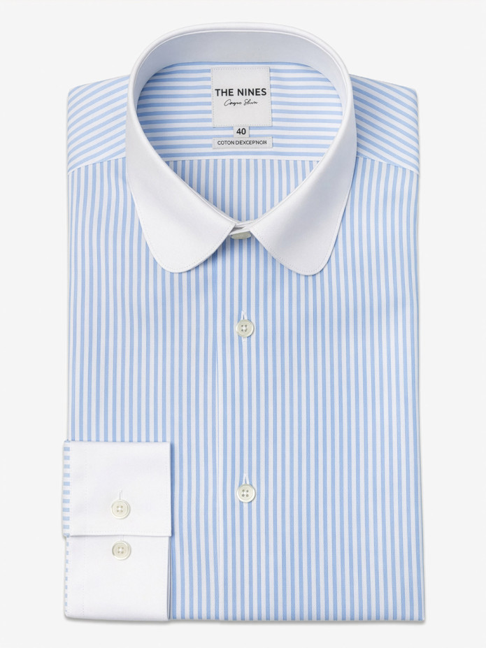 Hemd Rundhals Mit Streifen Himmelblau