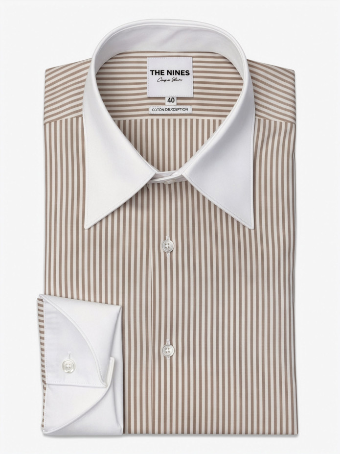 Hemd Französisch Mit Streifen Beige