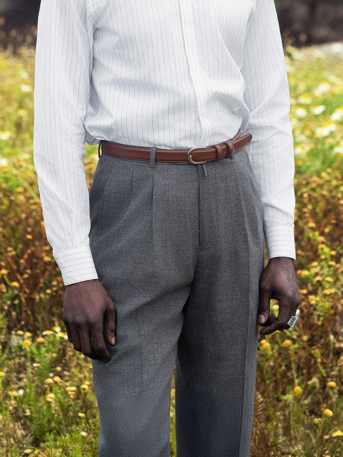 Hochbundhose aus sommerlicher Wolle grau Faro