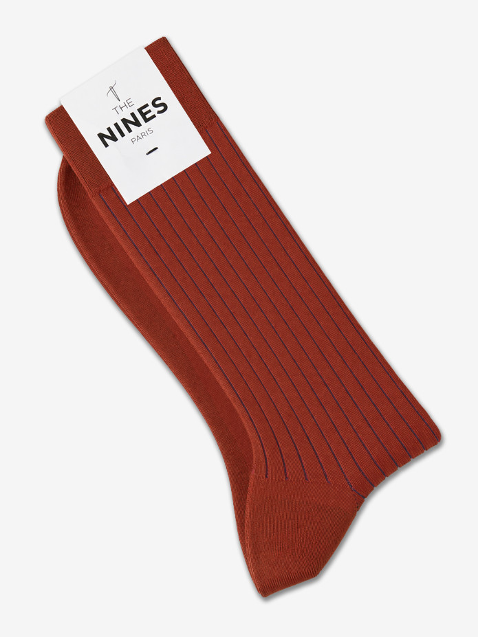 Gestreifte Fil-d'Écosse-Socken Orange und Hellblau