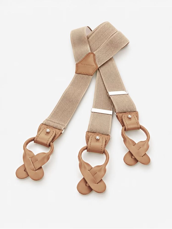 Beige Herren-Hosenträger mit Knöpfen