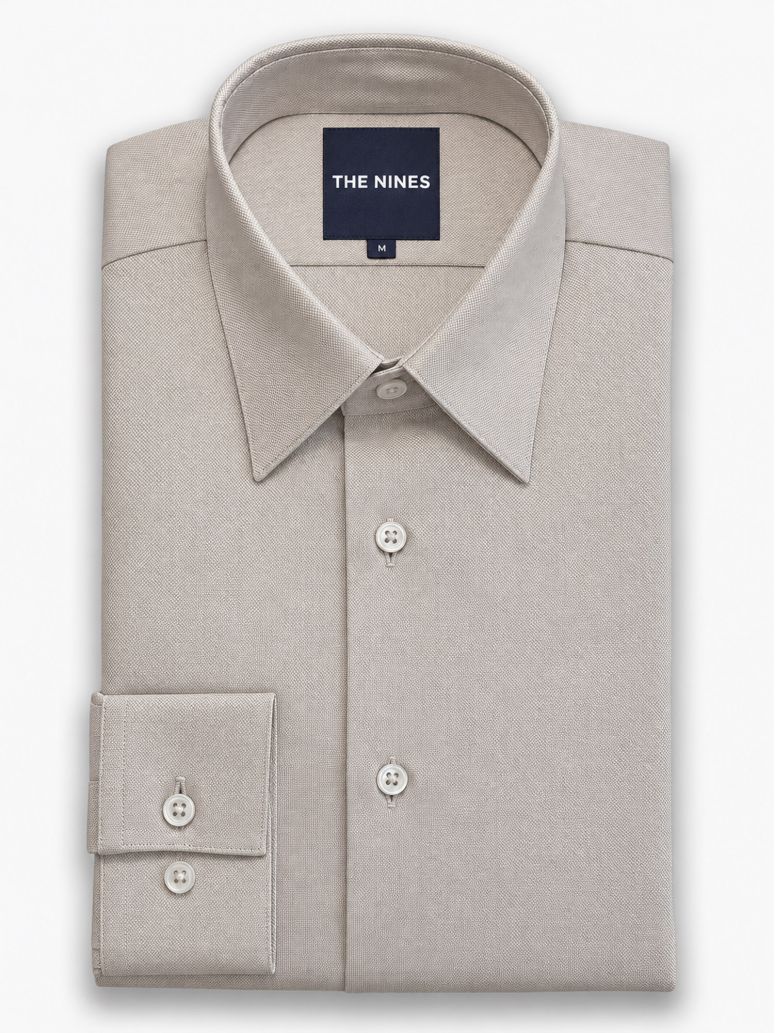 Bügelfreies Hemd mit französischem Kragen aus braunem Royal Oxford