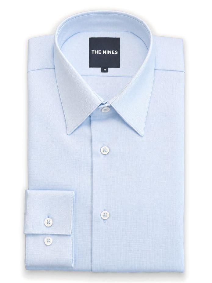 Bügelfreies Hemd mit französischem Kragen aus hellblauem Royal Oxford