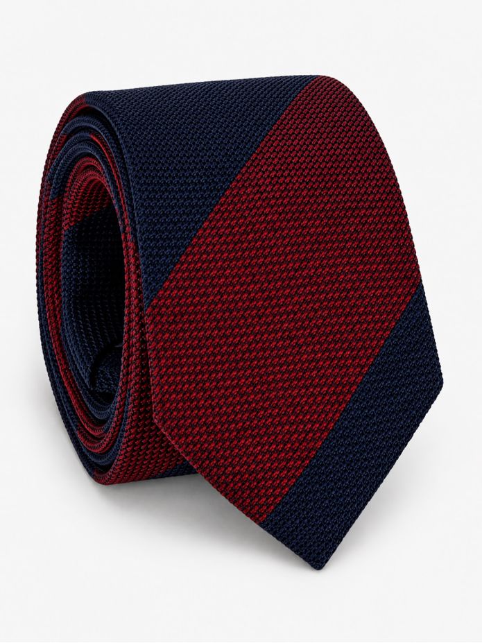Grenadine Krawatte Marineblau und Bordeaux gestreift