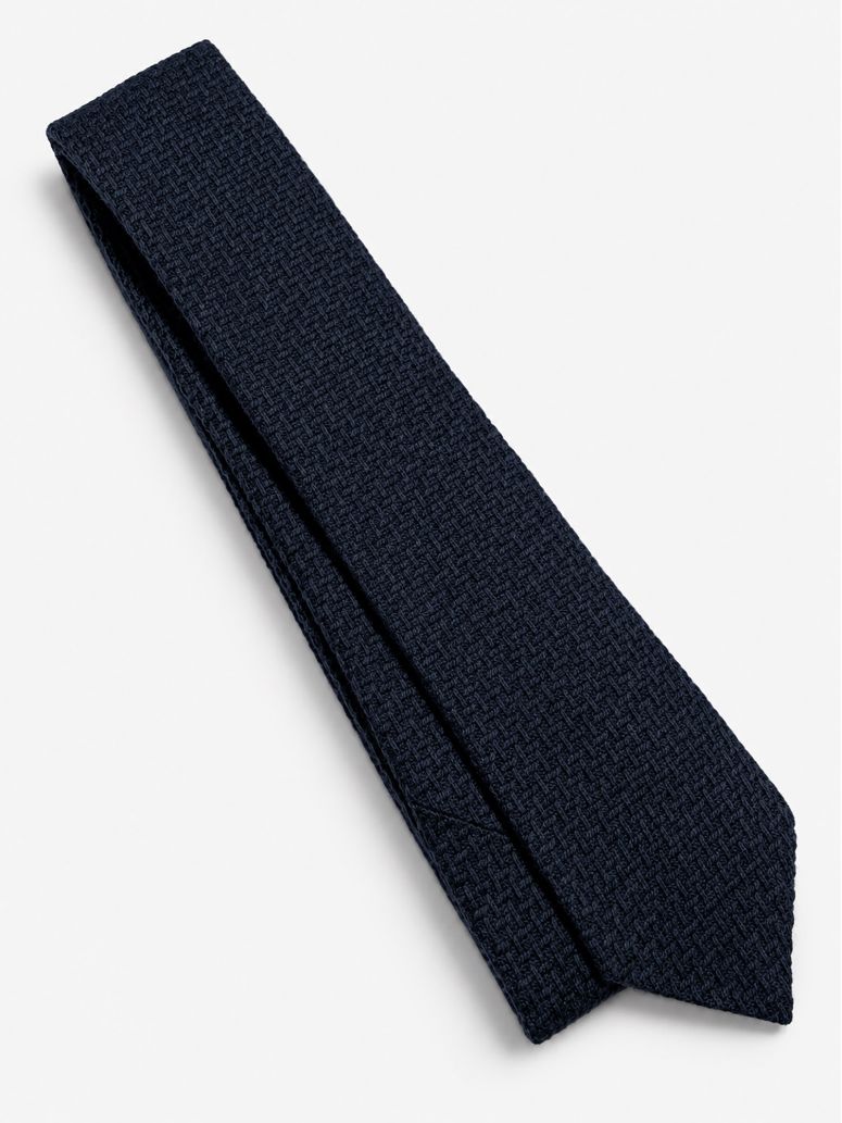 Krawatte aus geflochtenem Wollstoff in Marineblau