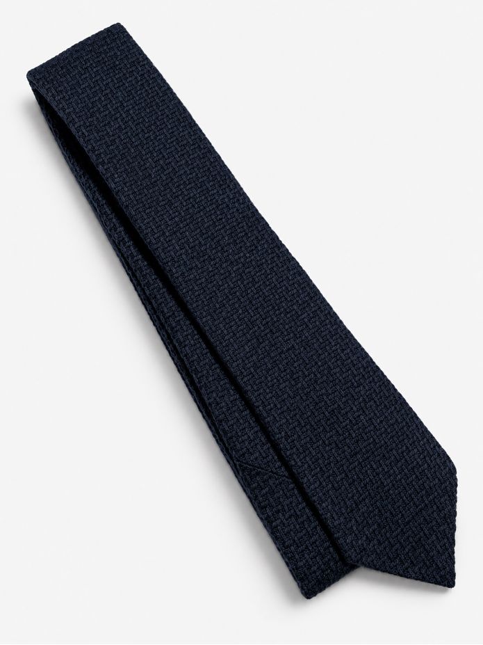 Krawatte aus geflochtenem Wollstoff in Marineblau