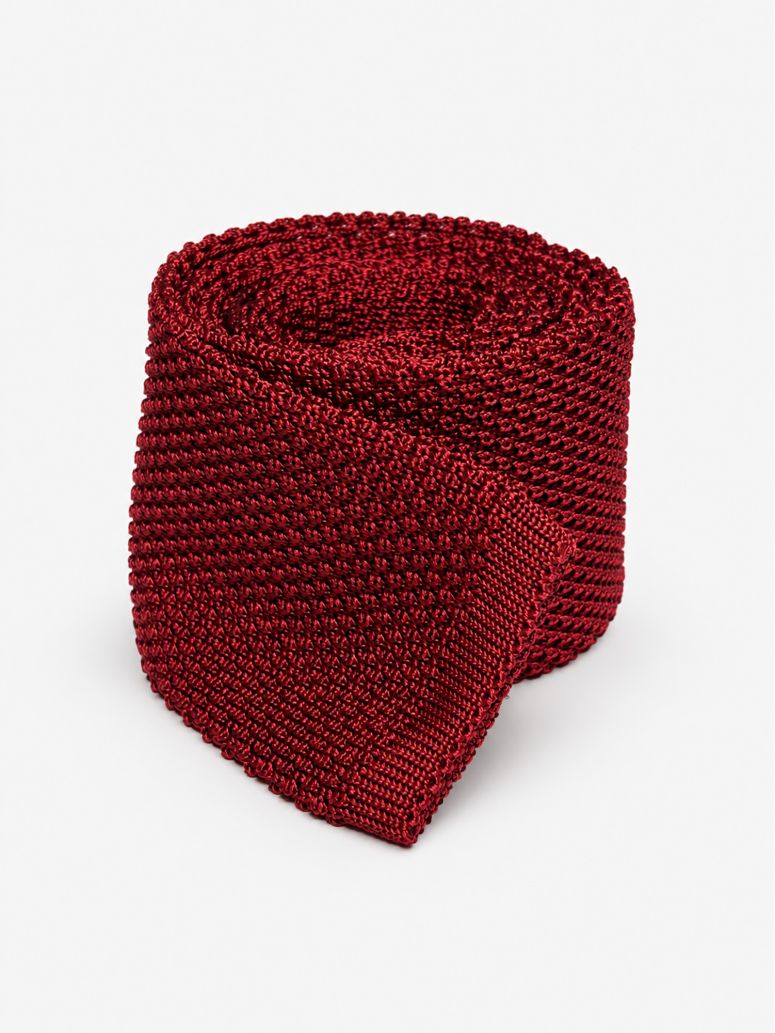 Karminrote Strickkrawatte - Monza