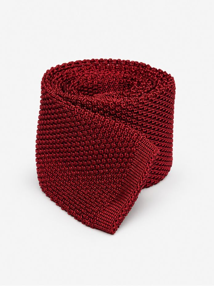 Karminrote Strickkrawatte - Monza