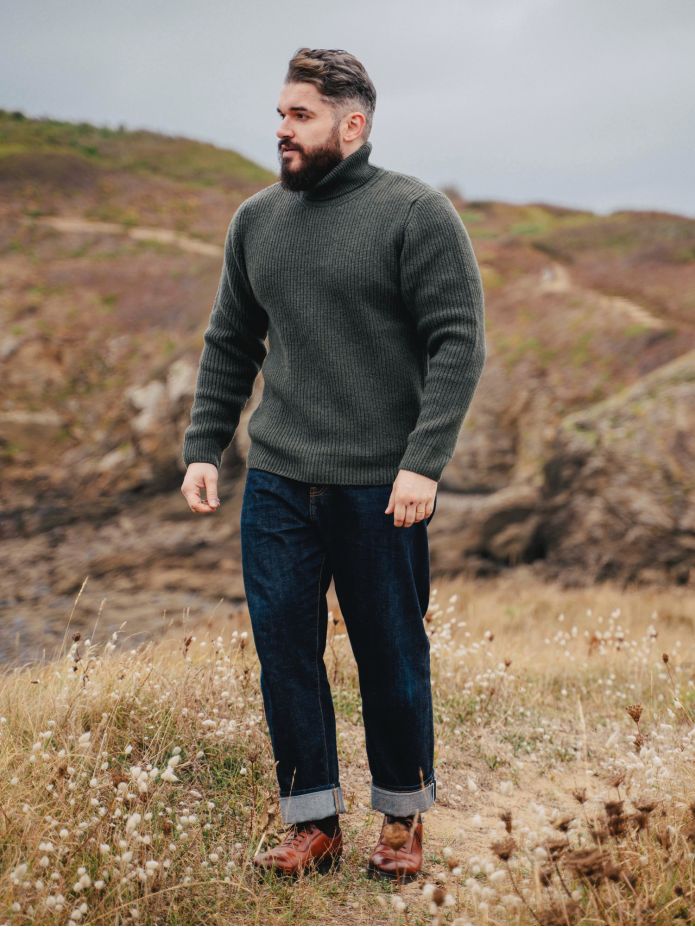 Lodengrüner Rollkragenpullover Adam