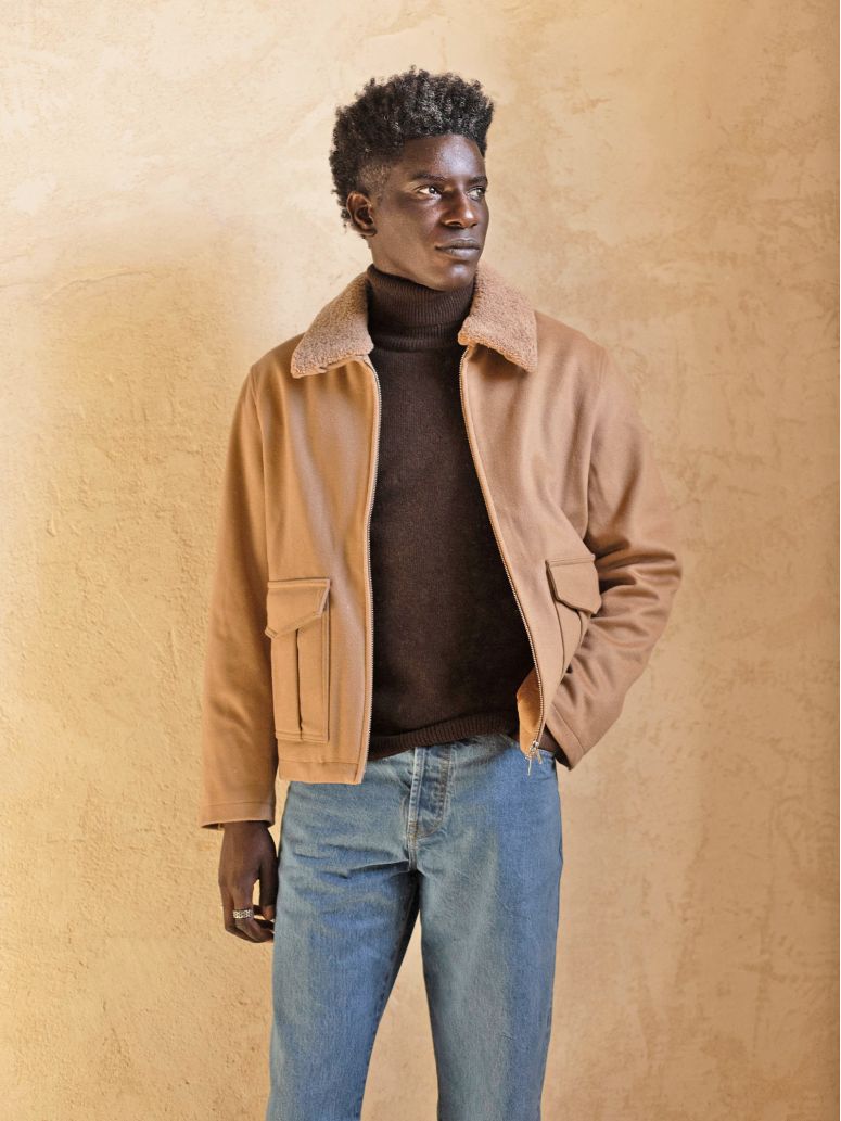 Camel-farbene Blousonjacke mit Reißverschluss John