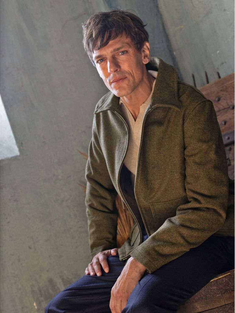 Lodengrüne Blousonjacke mit Reißverschluss John