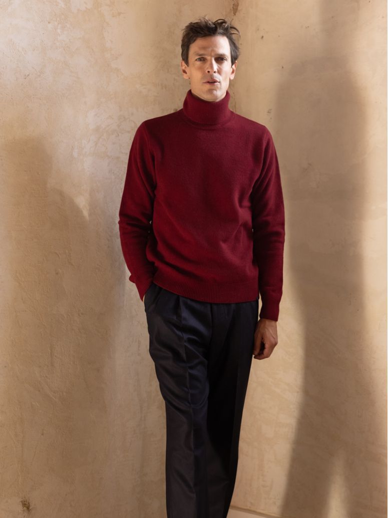 Bordeauxroter Rollkragenpullover Grant