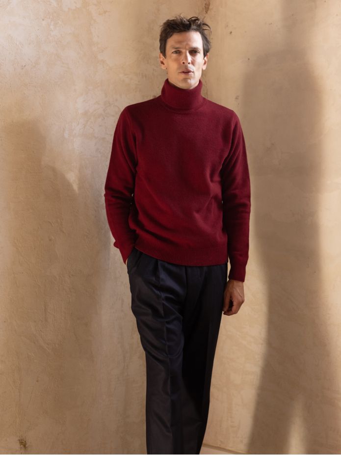 Bordeauxroter Rollkragenpullover Grant