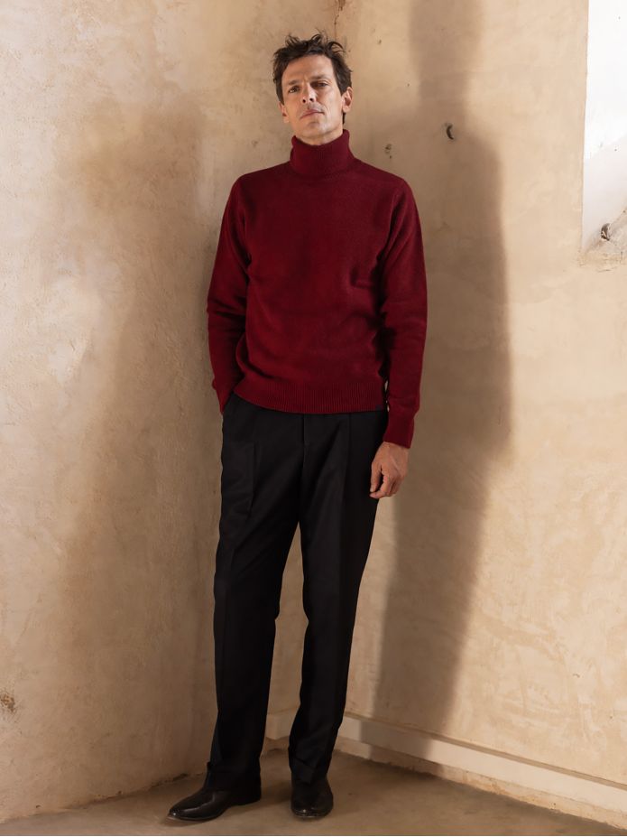Bordeauxroter Rollkragenpullover Grant