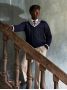 Marineblauer Pullover mit V-Ausschnitt Scott