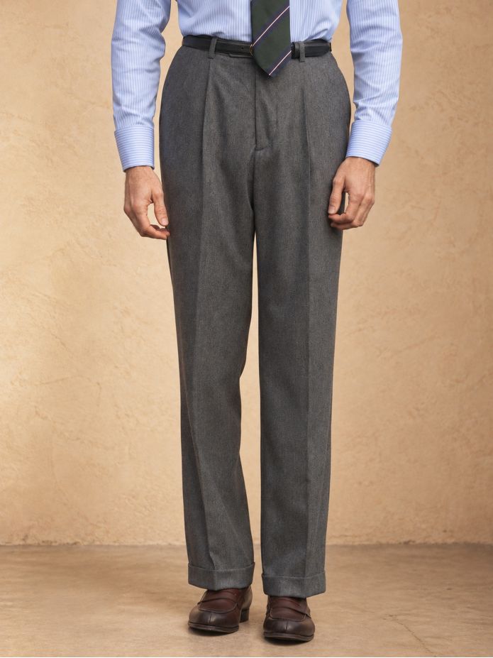 Graue Flanellhose mit hohem Bund Faro