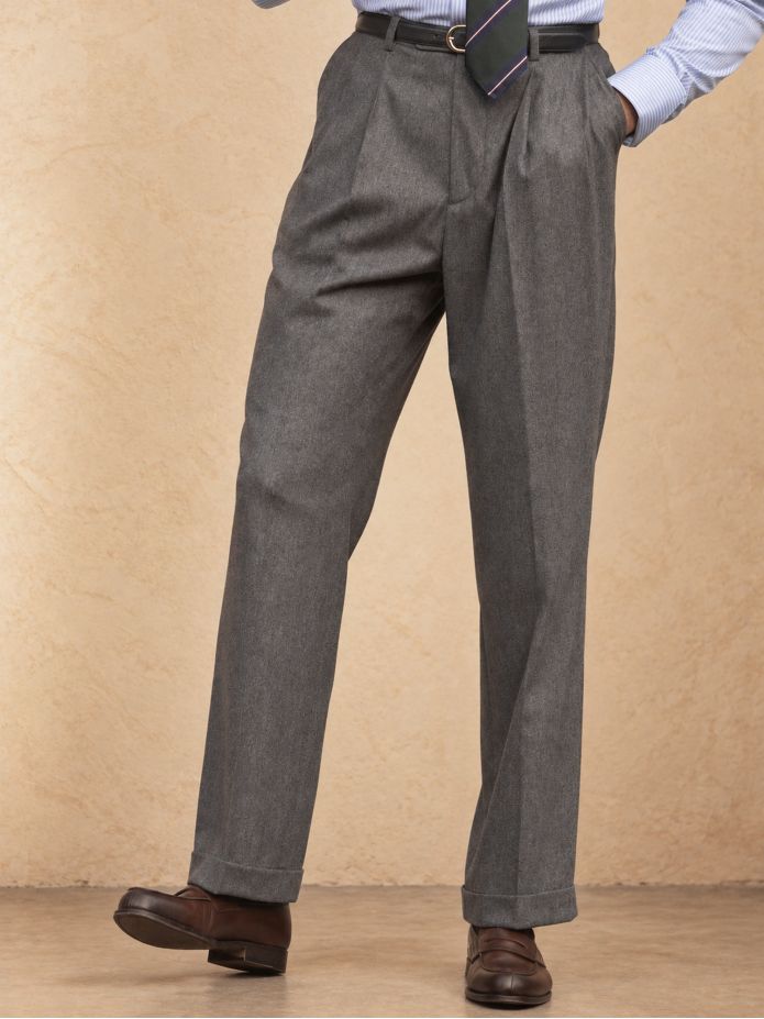 Graue Flanellhose mit hohem Bund Faro