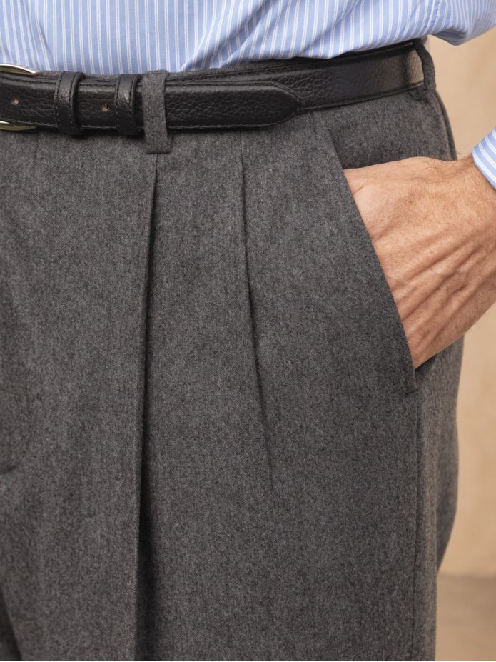 Graue Flanellhose mit hohem Bund Faro