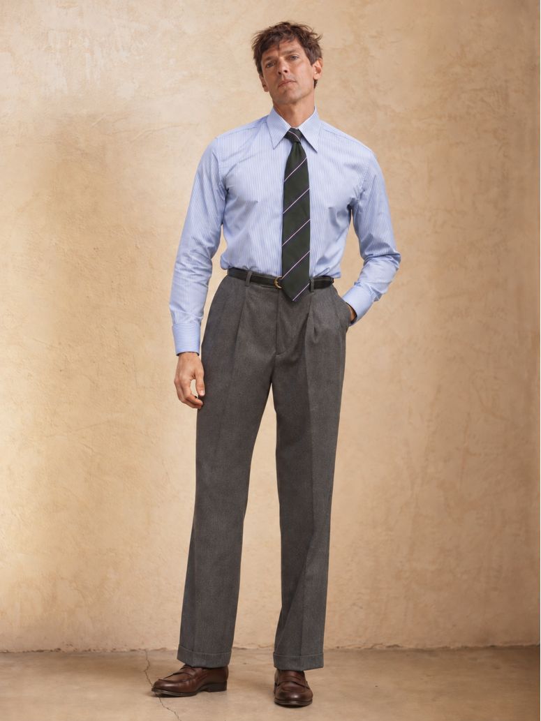 Graue Flanellhose mit hohem Bund Faro