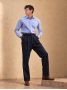 Marineblaue Flanellhose mit hohem Bund Faro