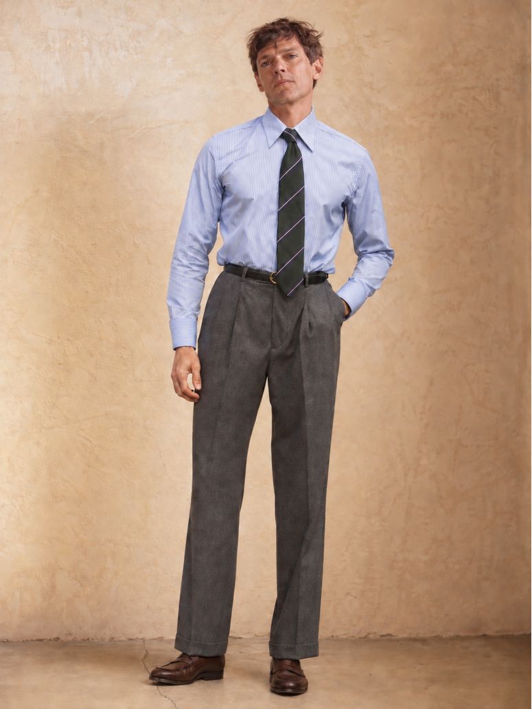 Graue Flanellhose mit hohem Bund Faro